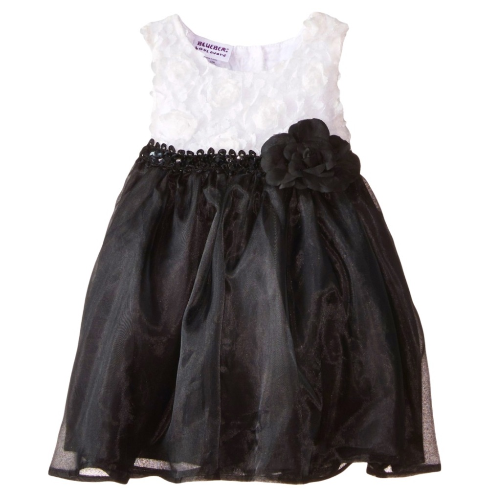 Blueberi Boulevard Black and White Sleeveless Flower Sash Dress Size 3T